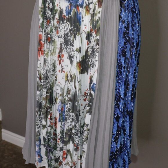 Rebecca Taylor Silk Cobalt Blue Colour Block Pleated Dress Sz S - Picture 6 of 9